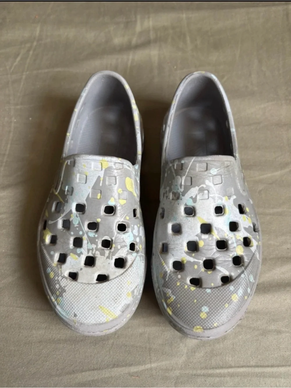 Toddler Grey Slip-On Foam Water Proof Vans Water Shoes with Paint Speckles